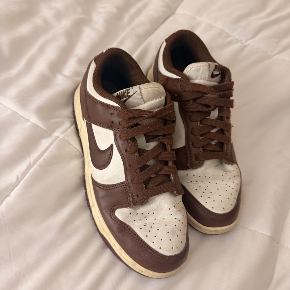 Nike Women’s Dunk Low Chocolate Brown and Cream Sneakers